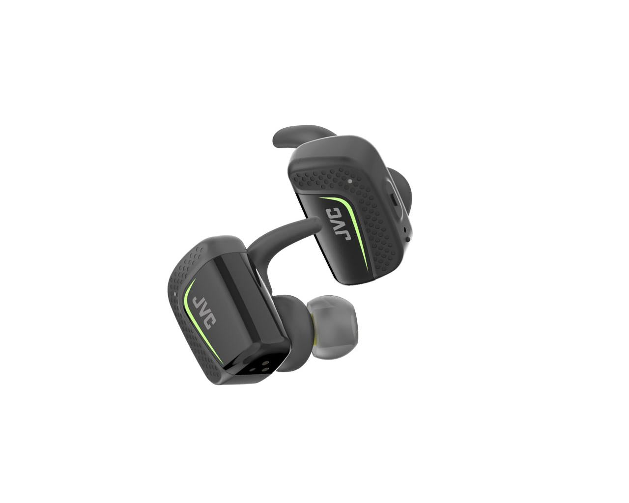 JVC Truly Wireless Earbuds HA-ET90BTHeadphonesWater Resistant IPX5Pivot Motion Fit3-Point Support StructureAllows Ambient Sound with open type earpieceTotal 9h playbackMic & RemoteCharging case pouch suited for runningsupport app for intuitive operationJV